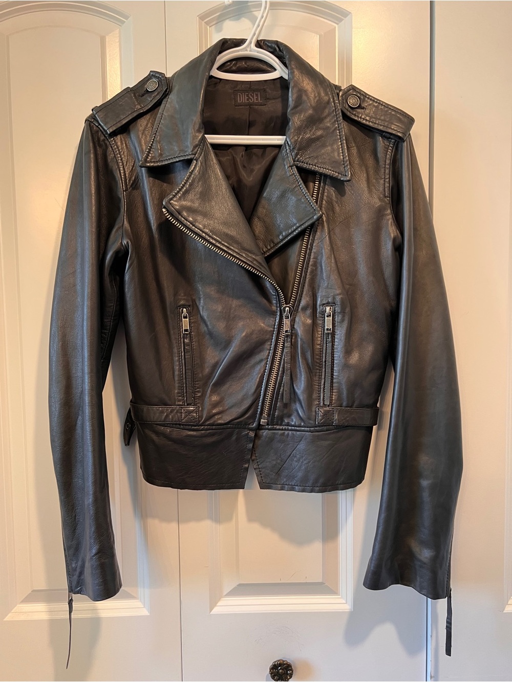 Diesel Black Leather Asymmetrical Moto Jacket
